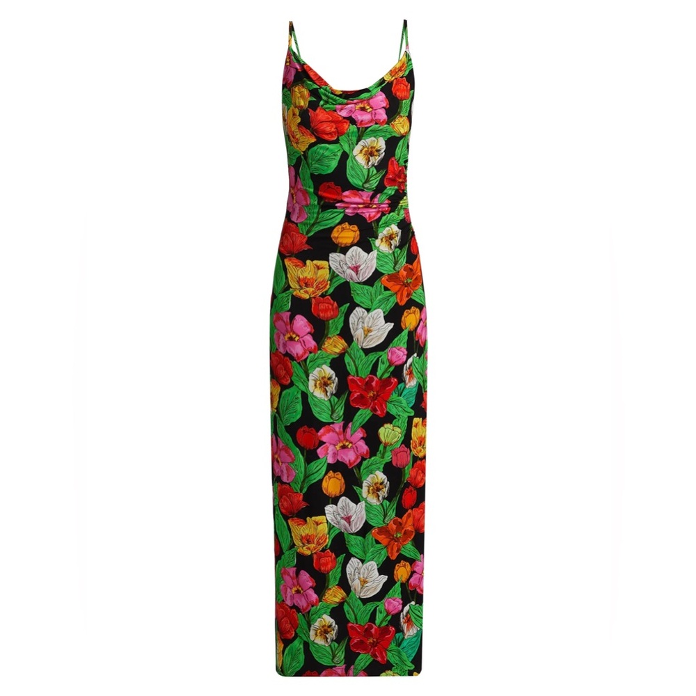 Milly Tulip Rosette Cowlneck Cocktail Dress
